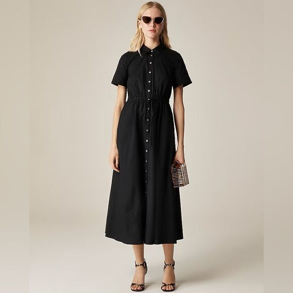 NWT J CREW Cerise shirtdress in cotton poplin in black - Picture 3 of 8